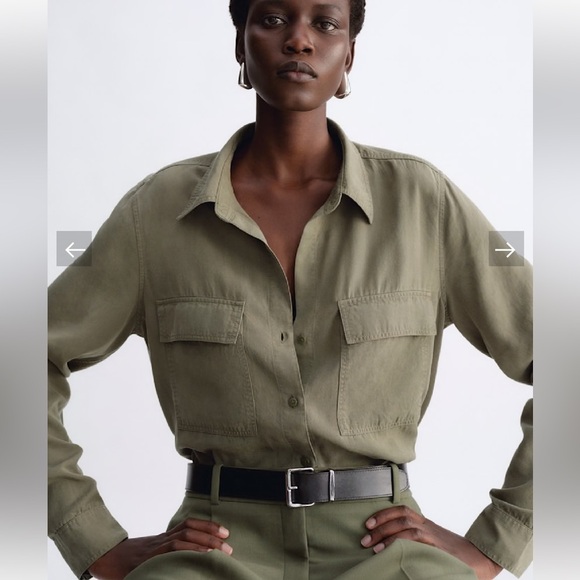 Babaton Tops - Babaton by Aritzia Fez Utility Shirt – Olive Green – XL